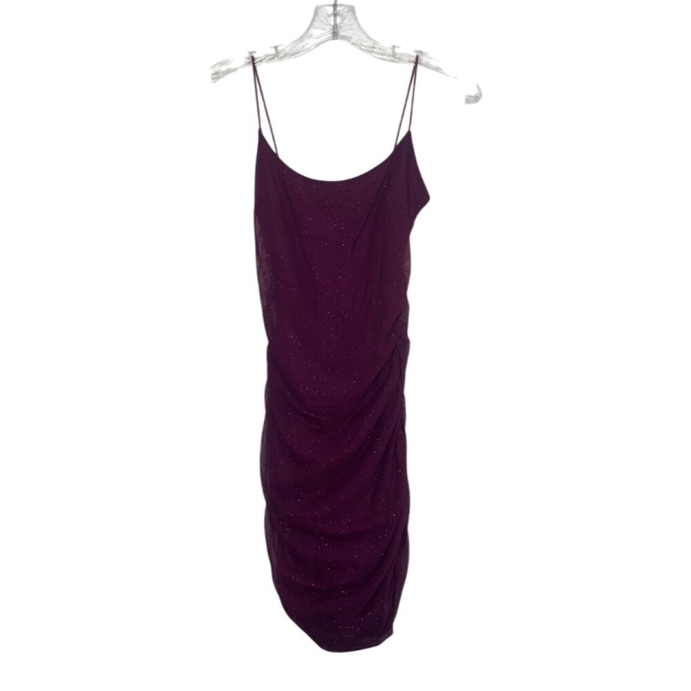 Windsor Glitter Ruched Mini Dress XS Dark Pink New Spaghetti Straps Cocktail‎
